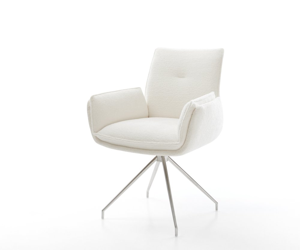 Jedálenská stolička Nela-Flex bouclé mäkký béžová krížová podstava