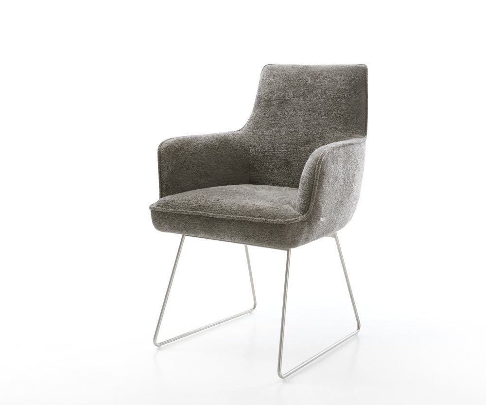 Jedálenská stolička Heira-Flex s opierkami bouclé mäkký tmavobéžová