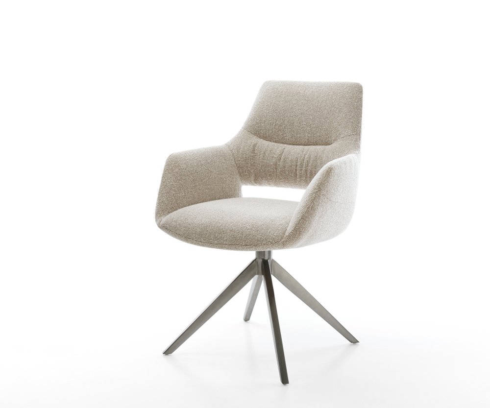 Jedálenská stolička Yago-Flex s opierkami tkanina mäkká béžová krížová