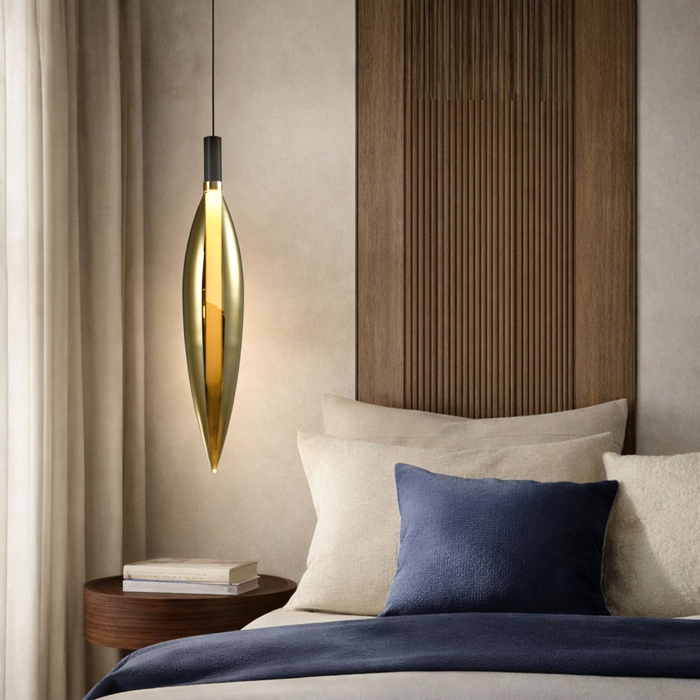 Lampa wisząca Nordic szklana tuba złota pojedyncza do salonu i sypialni