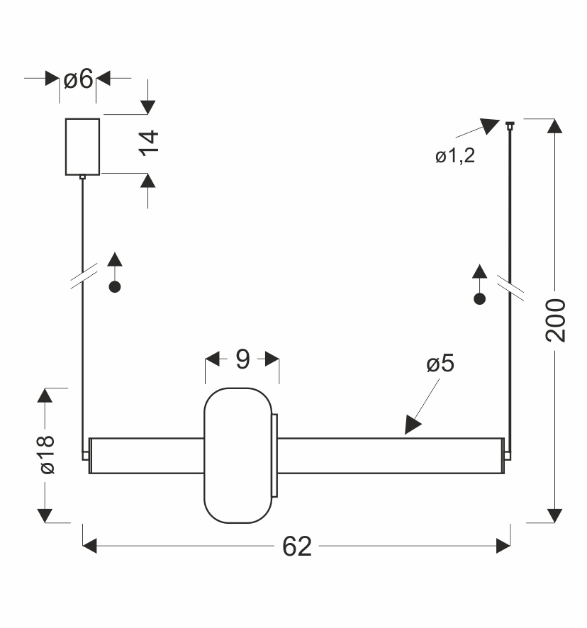 PURAS lampa wisząca pozioma 15W LED 3000K klosz bezbarwny+biały