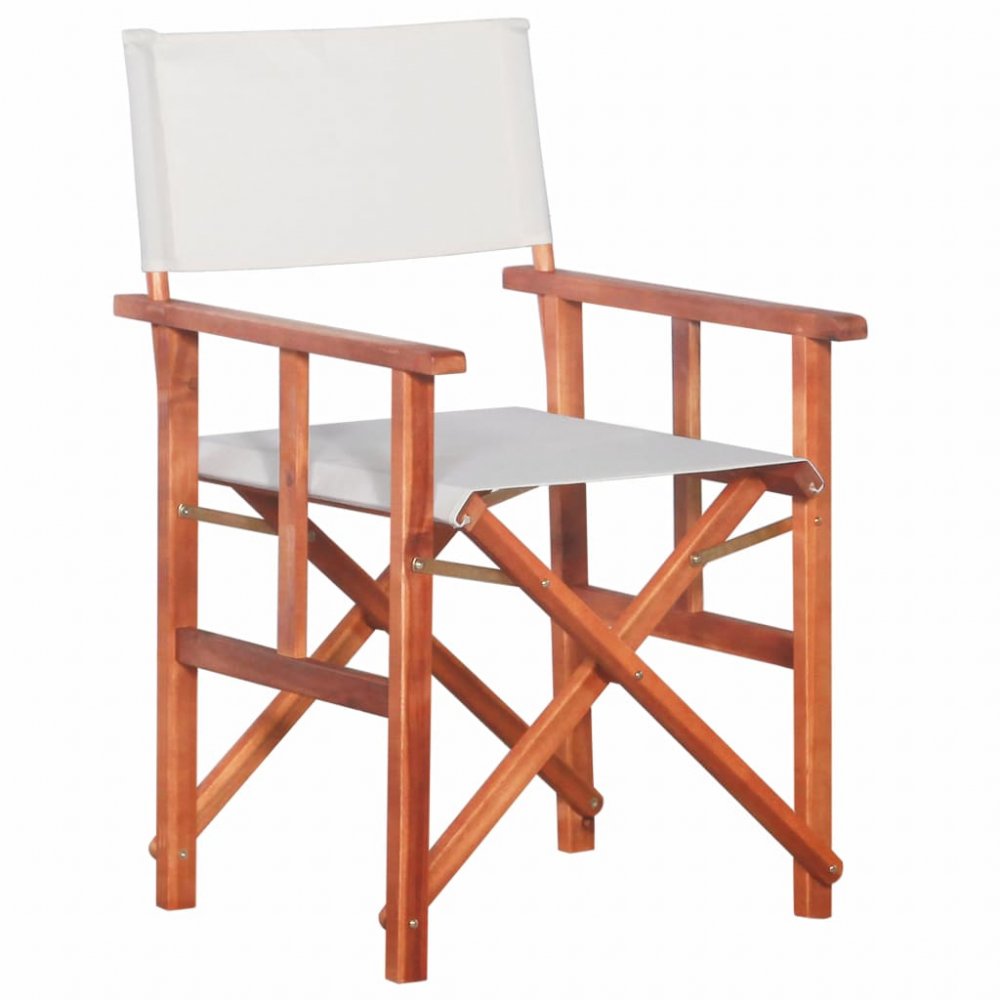 Režisérská židle akáciové dřevo Dekorhome Bílá