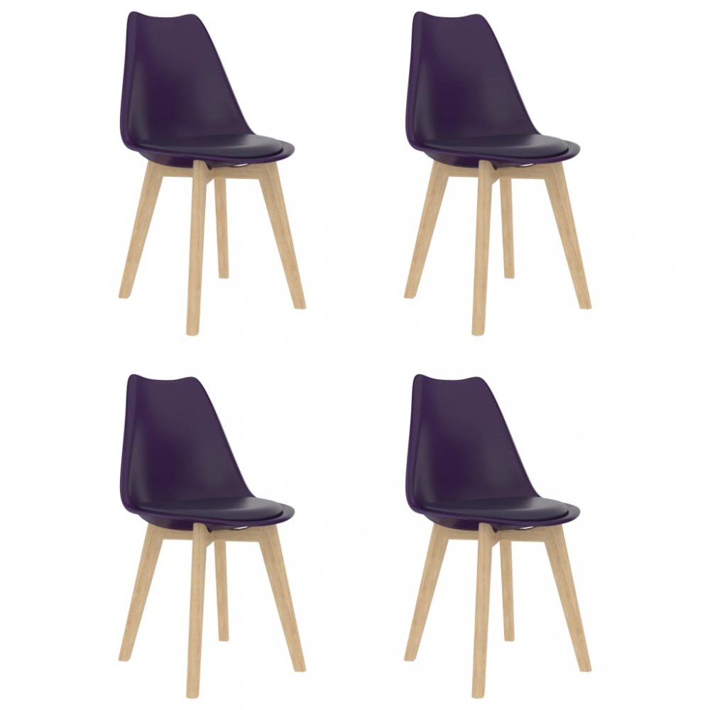 E-shop Jídelní židle 4 ks plast / umělá kůže / buk  Fialová,Jídelní židle 4 ks plast / umělá kůže / buk  Fialová