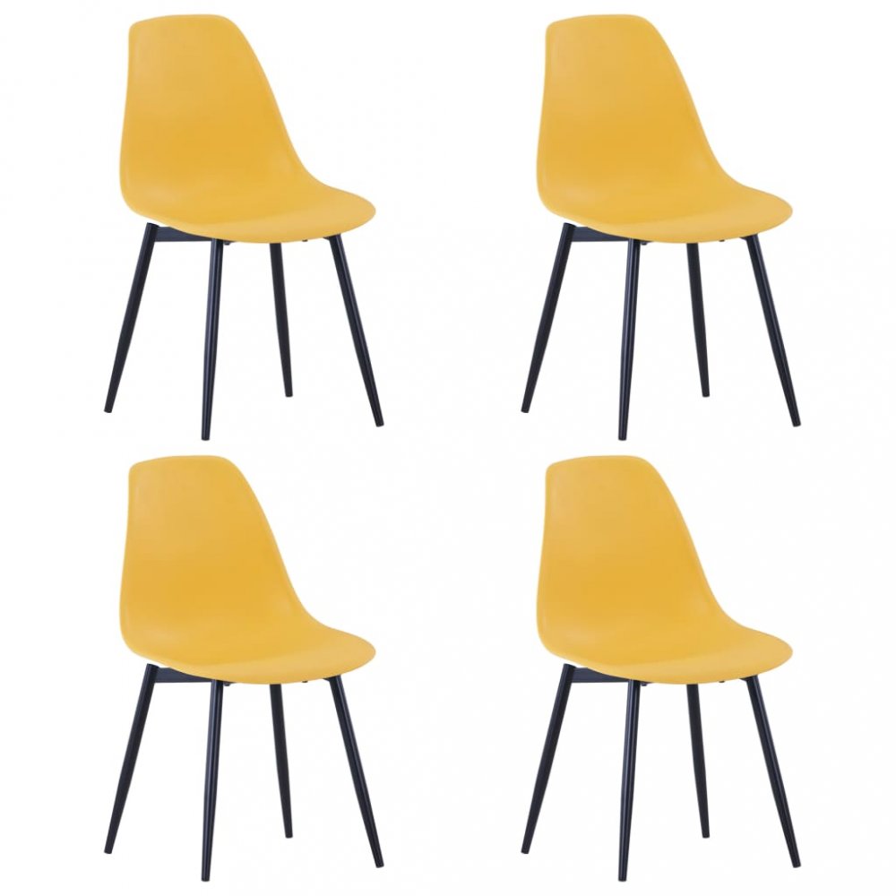 Jídelní židle 4 ks plast / kov Dekorhome Žlutá