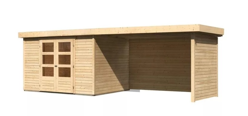 Dřevěný zahradní domek ASKOLA 5 s přístavkem 280 Lanitplast Přírodní dřevo