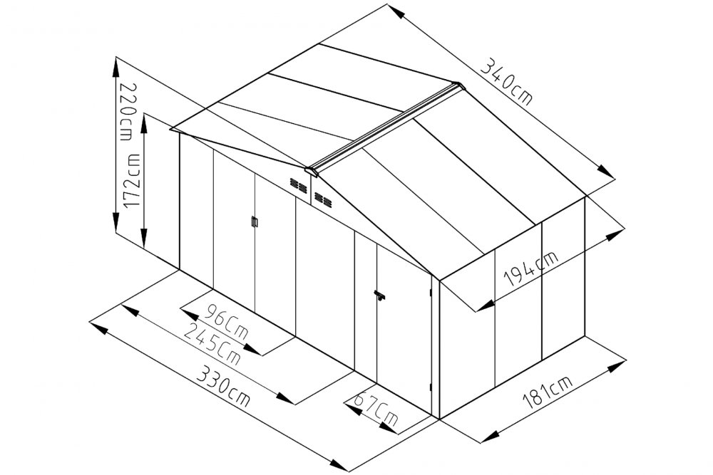 Obrázok Záhradný domček 330 cm x 194 cm antracit