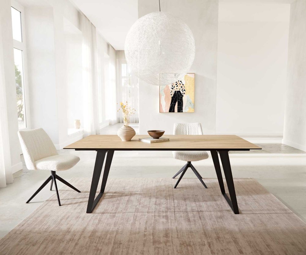 Jedálenský stôl Edge 200x100 keramický Laminam® Sabbia kov skosený