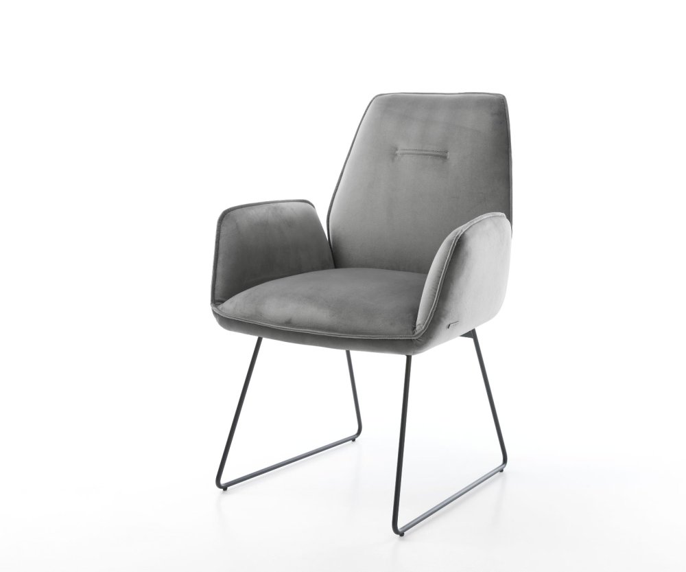 Jídelní židle Zoa-Flex šedá samet černá tenká podnož