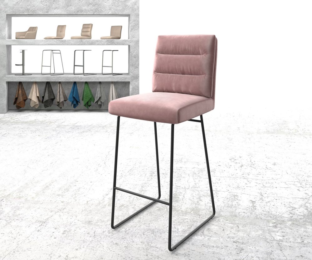 Barová židle Pela-Flex Velvet Rosé Kovový rám s ližinami