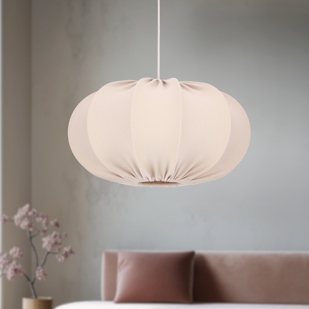 Škandinávska závesná lampa CAFEE' s béžovým tienidlom na frappé 52 cm - minimalistické stropné osvetlenie v japonskom štýle E27