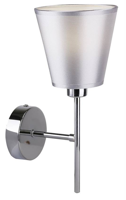 Chrómová nástenná lampa s kužeľovým tienidlom z látky E14 Vox