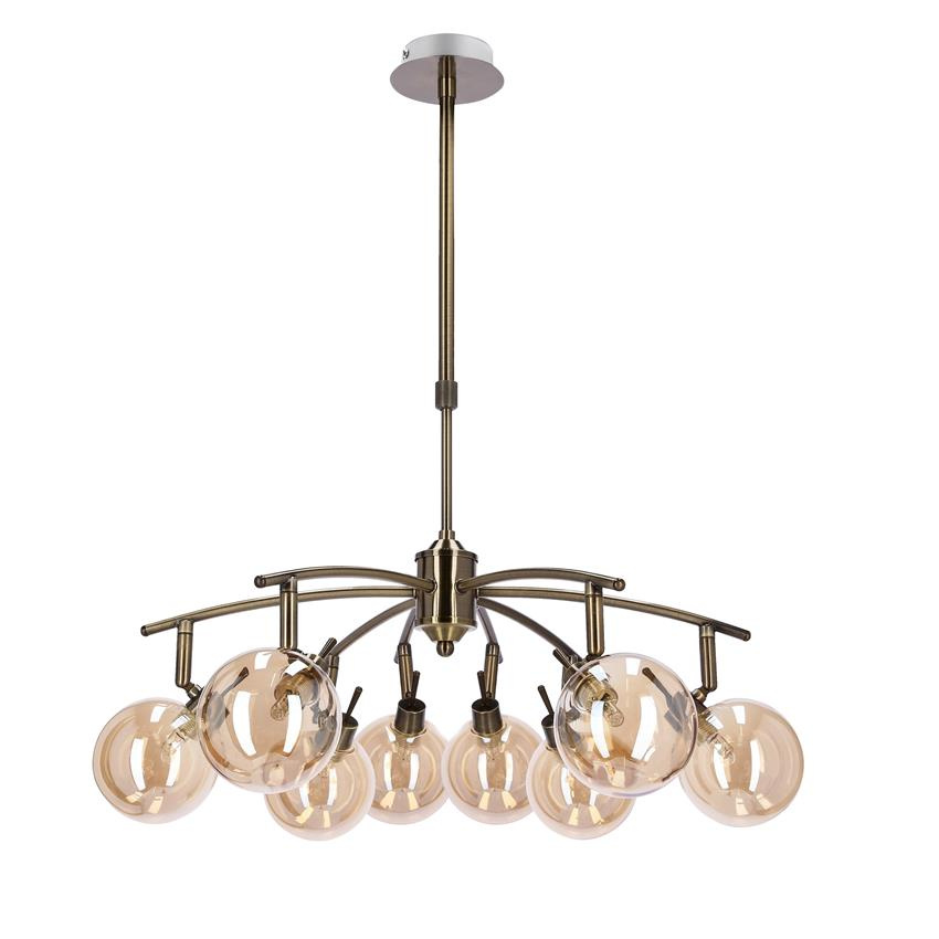 Závesná lampa Lentini patina 8x40w g9 jantárové tienidlo