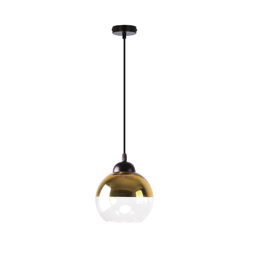 Závesná lampa Contessa čierna 1X40 E27 zlaté tienidlo