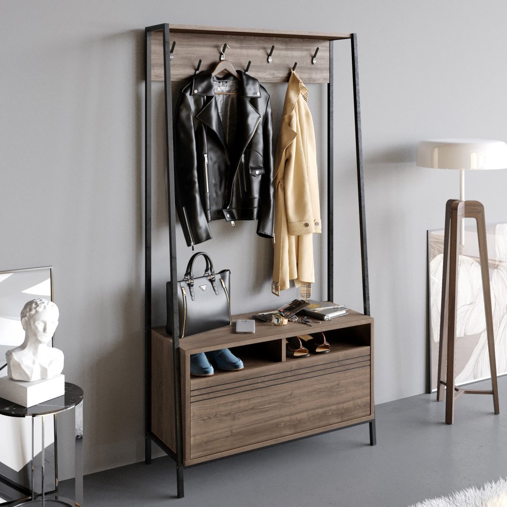 Predsieňová stena Devin - Walnut, Black