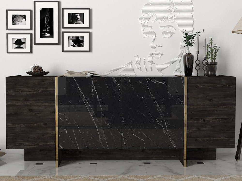 Konzolový stolek Veyron - Black, Gold (obrázek 8)