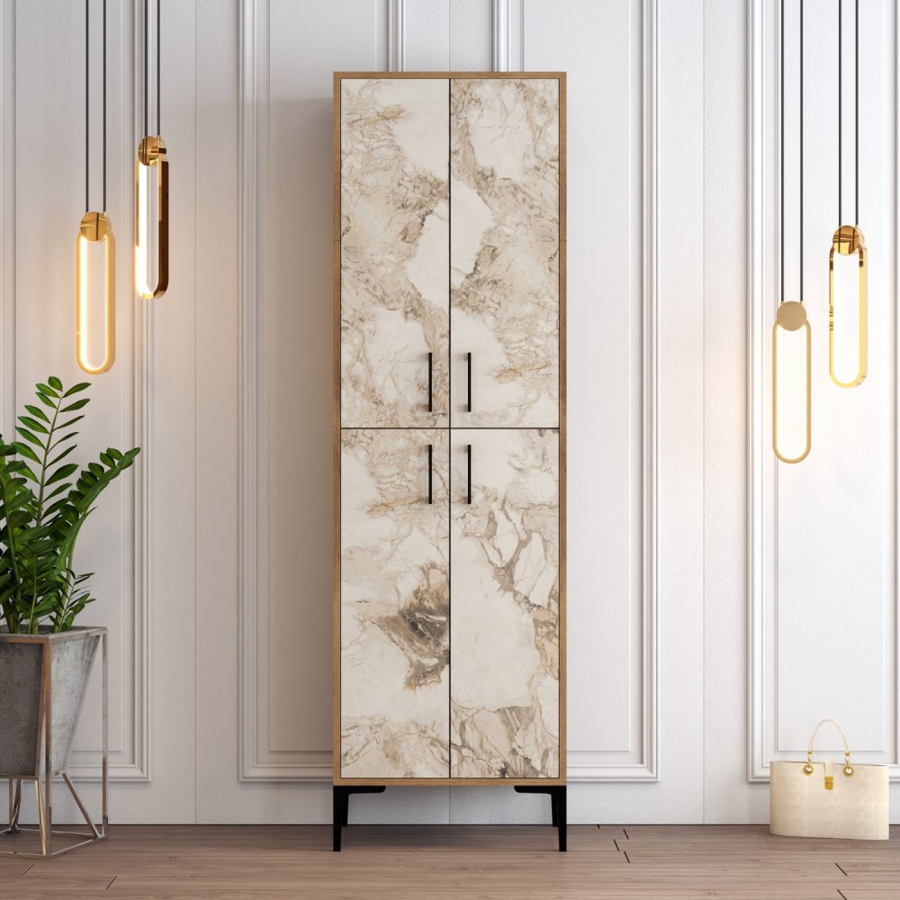 Botník Berlin A - Walnut, White Marble (obrázek 6)