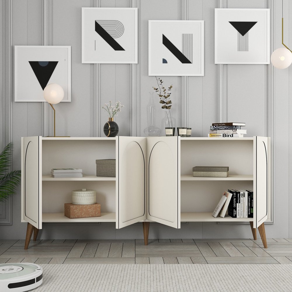 Konzolový stolík Lyon 81 - Cream, Walnut