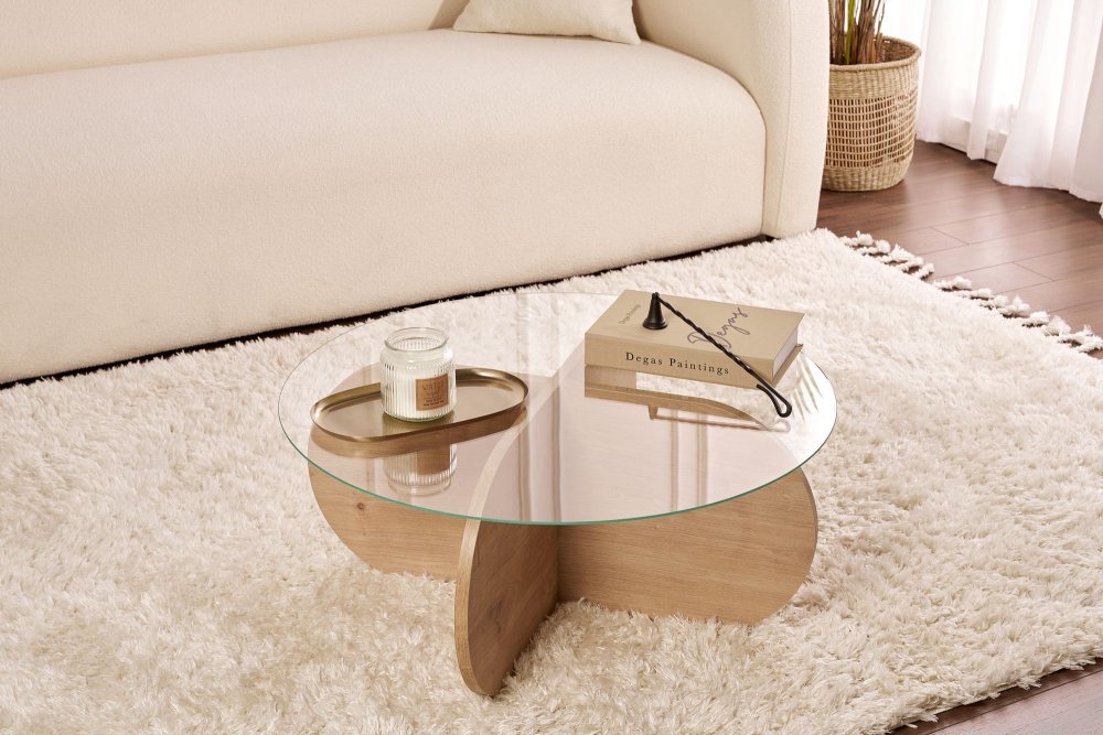 Konferenčný stolík Aeris - Sapphire Oak, Transparent