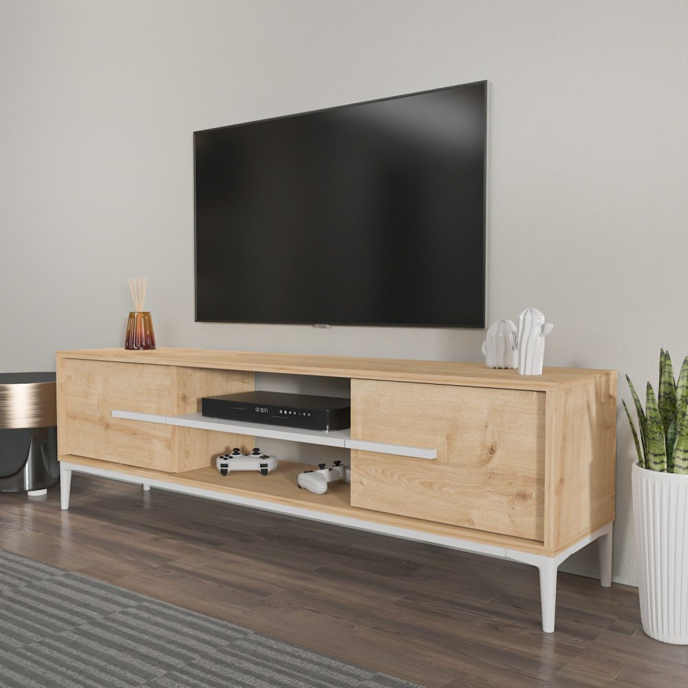 TV stolek Eslem - Oak, White (obrázek 5)