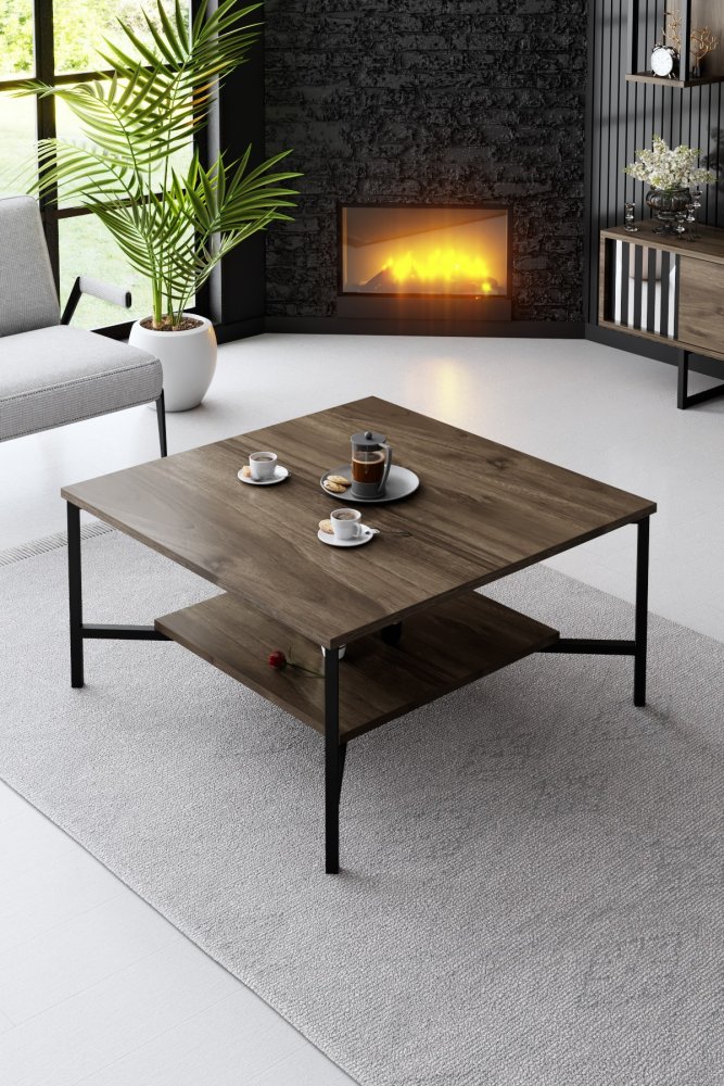 Living Room Furniture Set Black Line Set - Walnut, Black (obrázek 6)