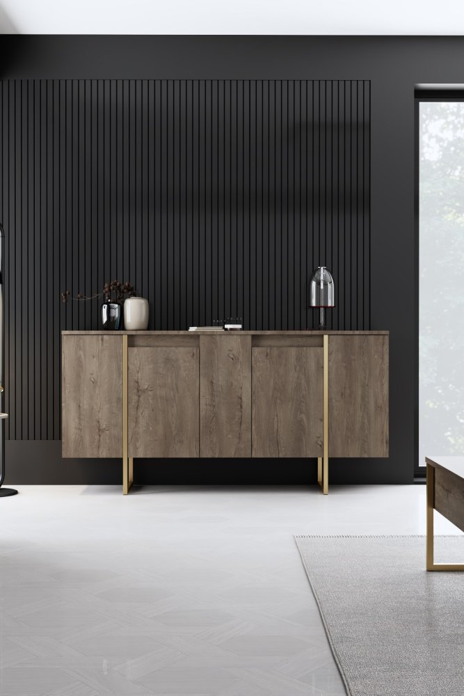 Living Room Furniture Set Luxe - Walnut, Gold (obrázek 11)