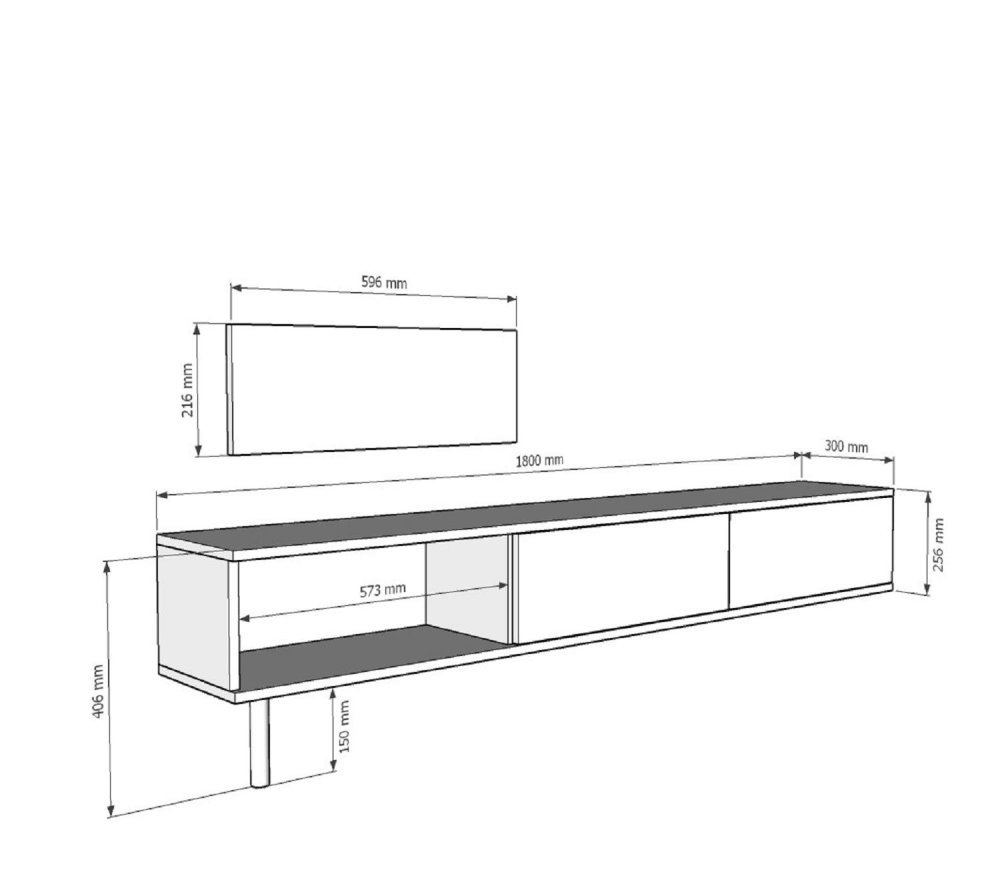 TV stolek Yuka 180 - Anthracite (obrázek 3)