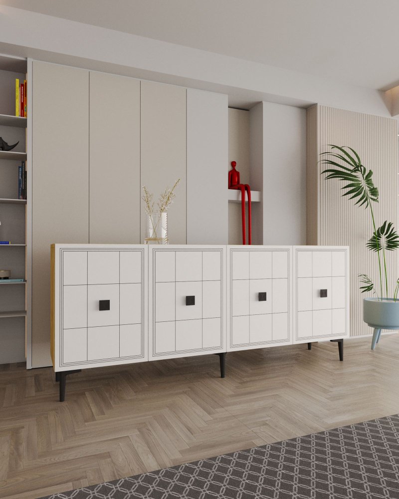 Konzolový stolek Yuka 150 - Sapphire Oak, White (obrázek 6)