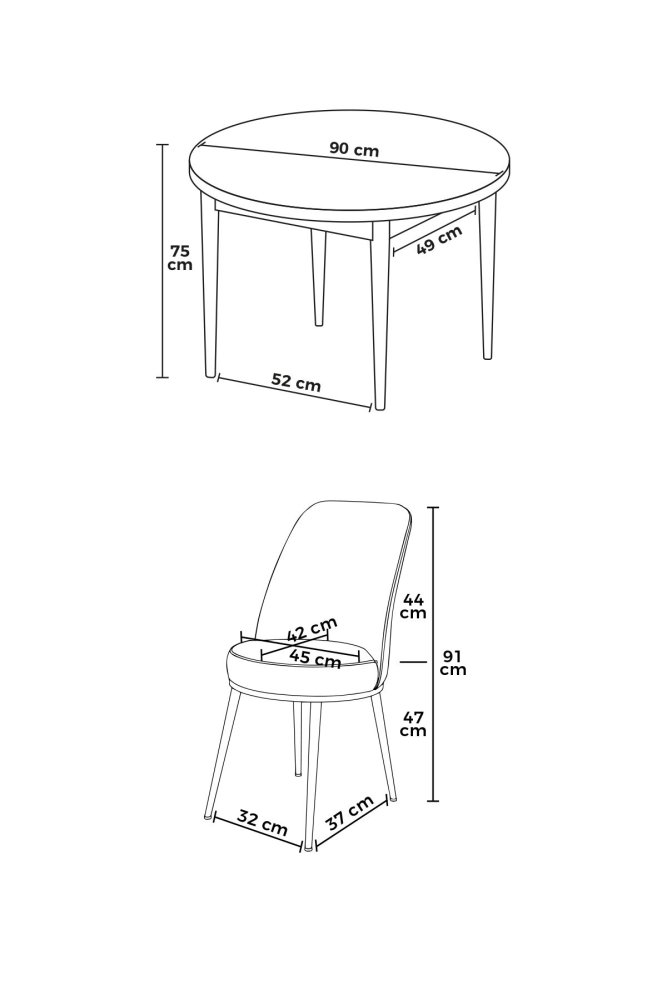 Dining Table & Chairs Set (5 Pieces) Tor - Baroque, Navy Blue (obrázek 3)