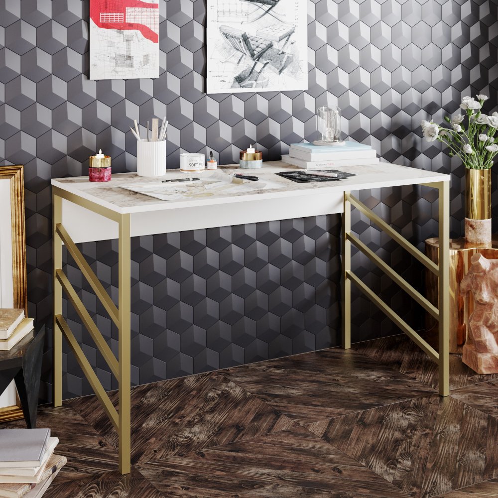 Písací stôl Tuna - Gold