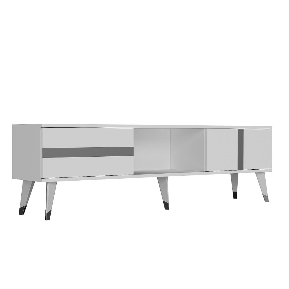 TV stolík Vania - White, Silver