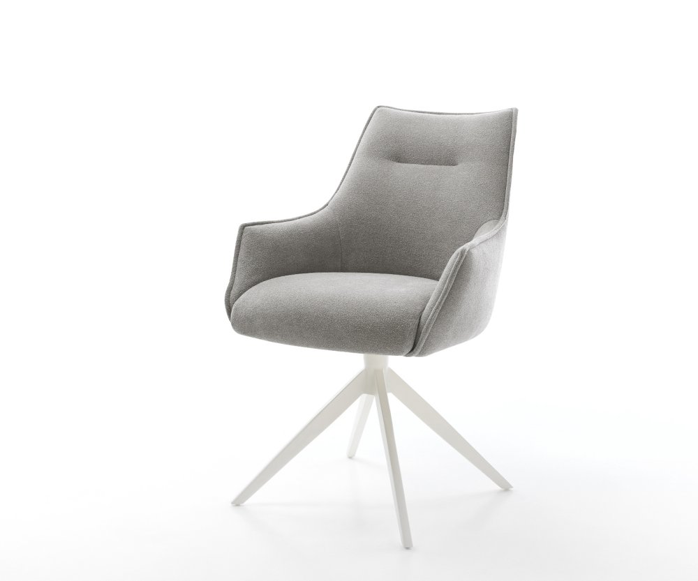 Jedálenská stolička Alja-Flex s opierkami texturovaná látka mäkká sivá