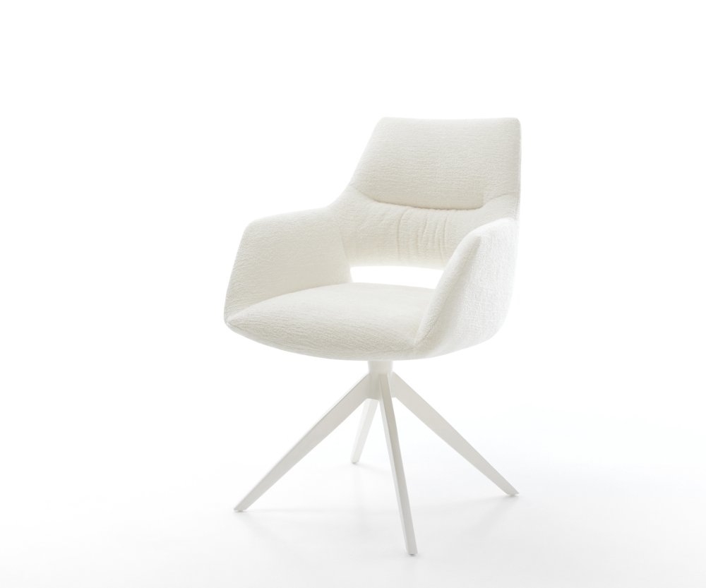 Jedálenská stolička Yago-Flex s opierkami bouclé mäkký béžová krížová