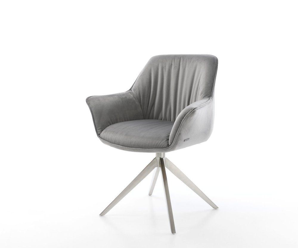 Jedálenská stolička Keila-Flex s opierkami zamat sivá široká kovová