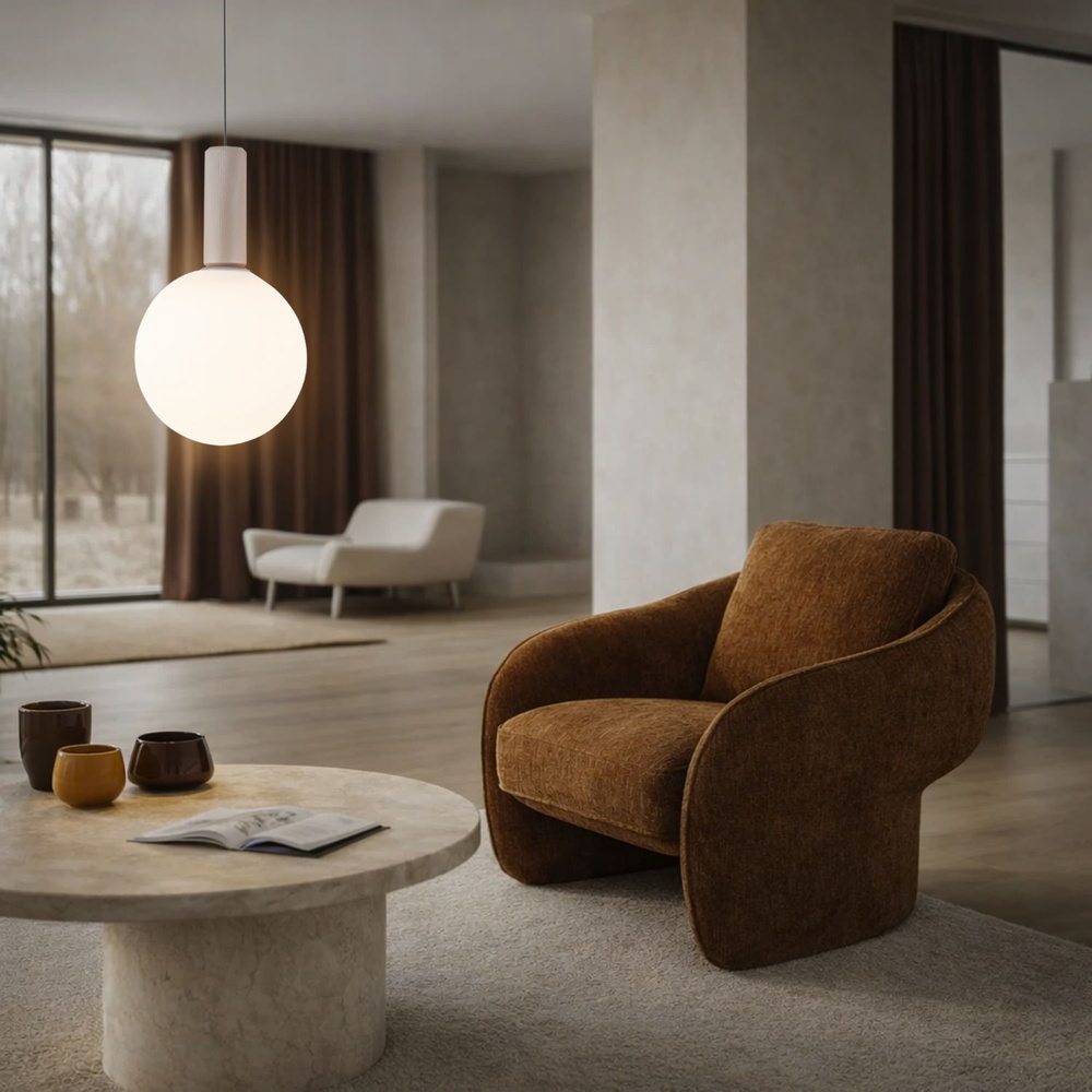 Lampa wisząca Testa kula szklana beżowa z białym kloszem 1x10W G9