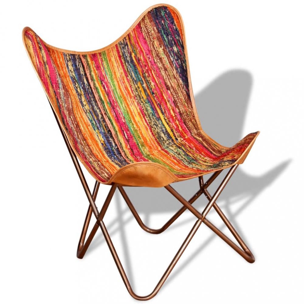 Relaxační křeslo BUTTERFLY textil / ocel Dekorhome Vícebarevné