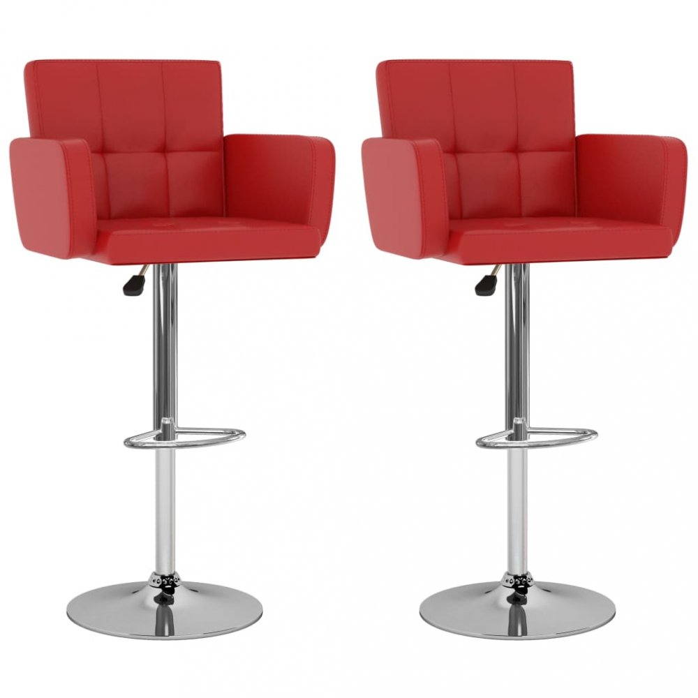 E-shop Barové židle 2 ks umělá kůže / kov  Červená,Barové židle 2 ks umělá kůže / kov  Červená