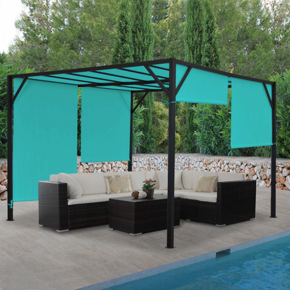 Obrázok Pergola so sťahovacou strechou 4x3 m Dekorhome Tyrkysová