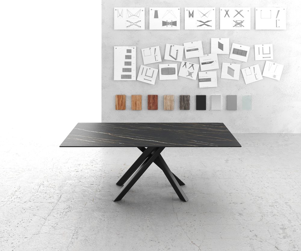 Jedálenský stôl Edge 200x100cm Laminam® keramika hnedá krížová podnož
