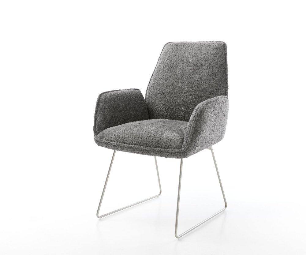 Jídelní židle Zoa-Flex bouclé šedá tenká podnož z nerezové