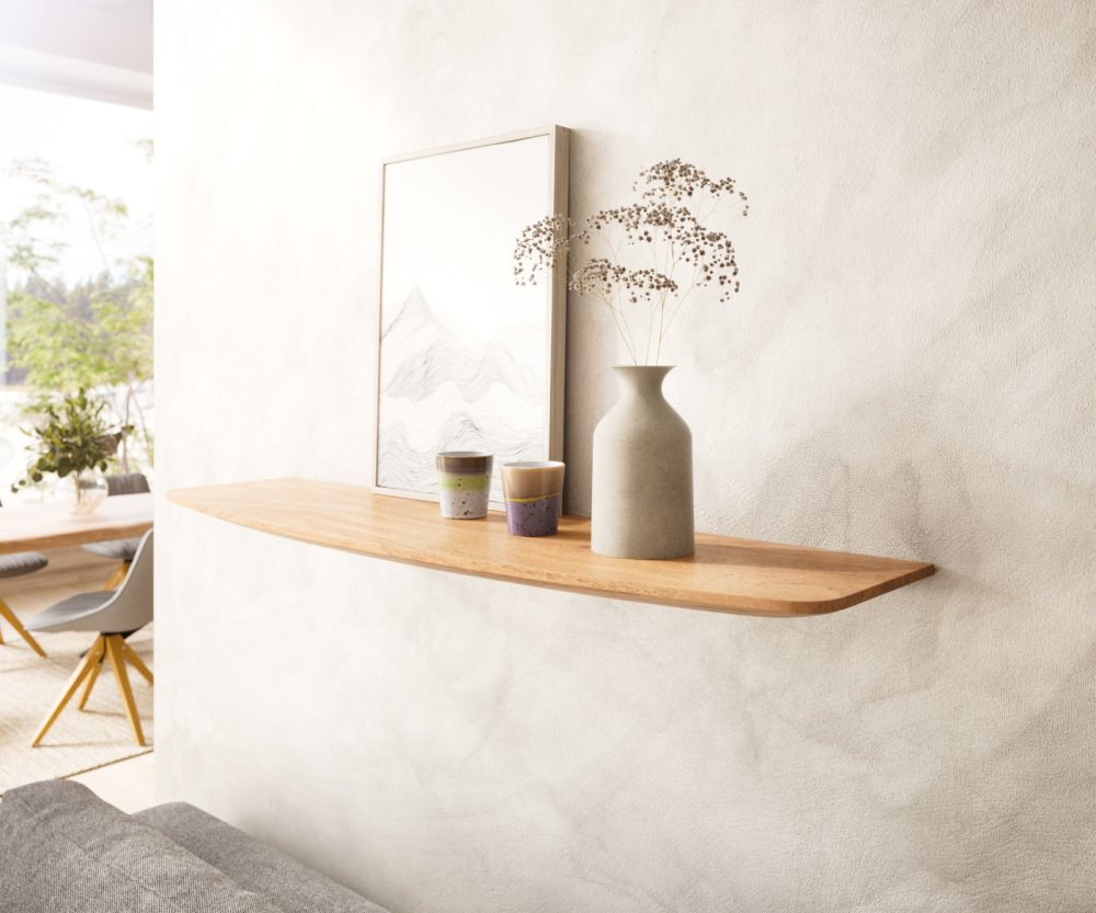 Nástenná polica Swiss Edge Edge 100 cm z prírodného akáciového masívu