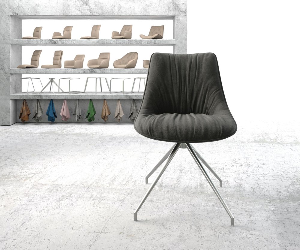 Otočná židle Elda-Flex s texturovanou látkou v antracitové Obrázek