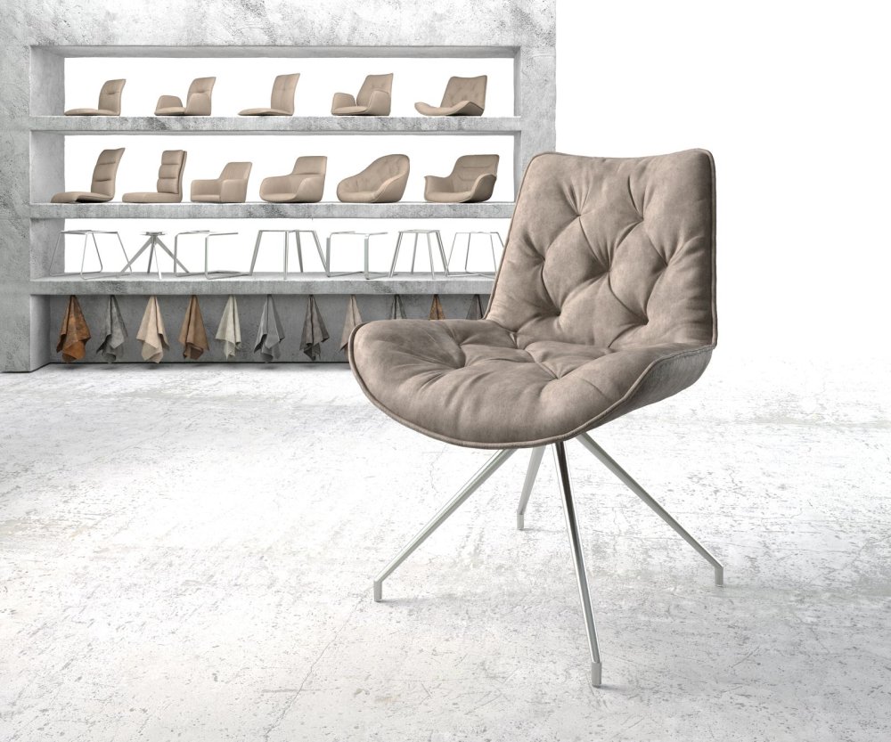 Otočná stolička Taimi-Flex taupe vintage krížová základňa zúžená