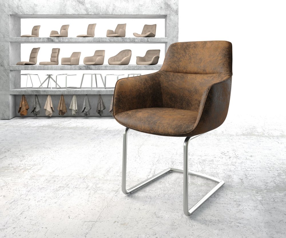 Jídelní židle Pejo-Flex Hnědá Vintage Cantilever Round z nerezové