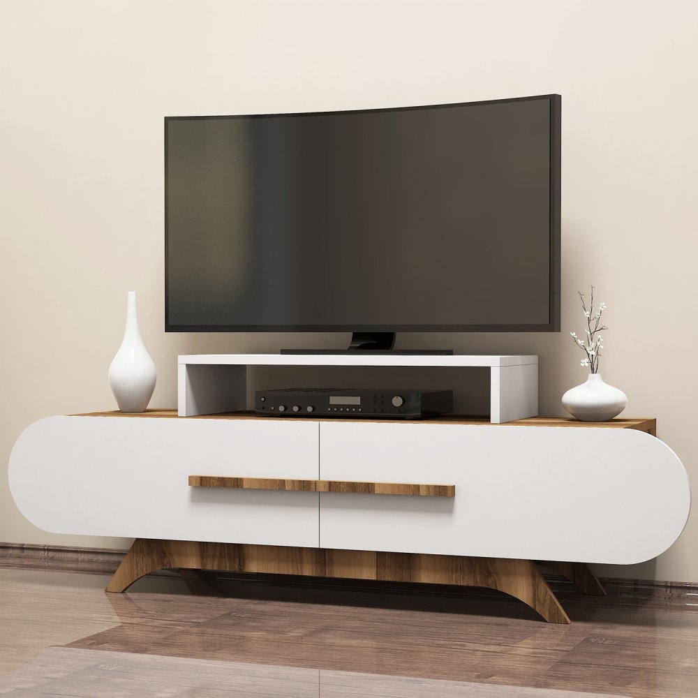 TV stolík Rose - Walnut, White