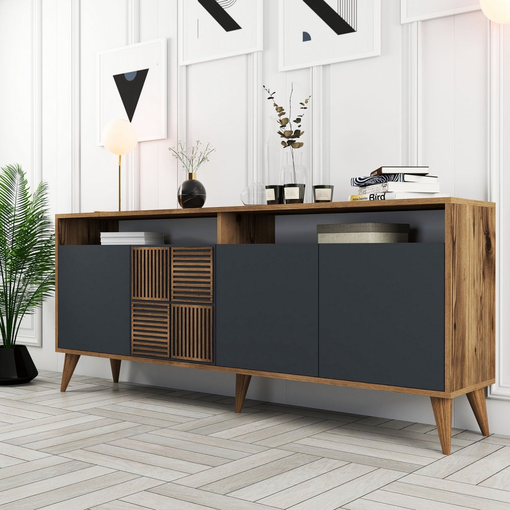 Konzolový stolík Milan - Walnut, Anthracite