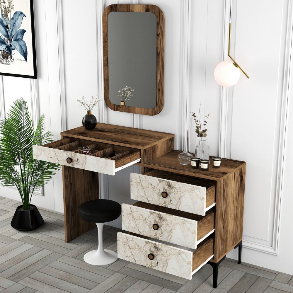 Toaletní stolek Lizbon 545 - Walnut, White (obrázek 5)