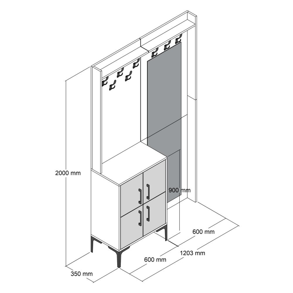 Předsíňová stěna Berlin BC - Walnut, White (obrázek 3)