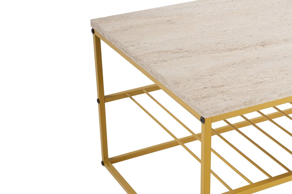 Konferenčný stolík Asude - Gold, Travertine