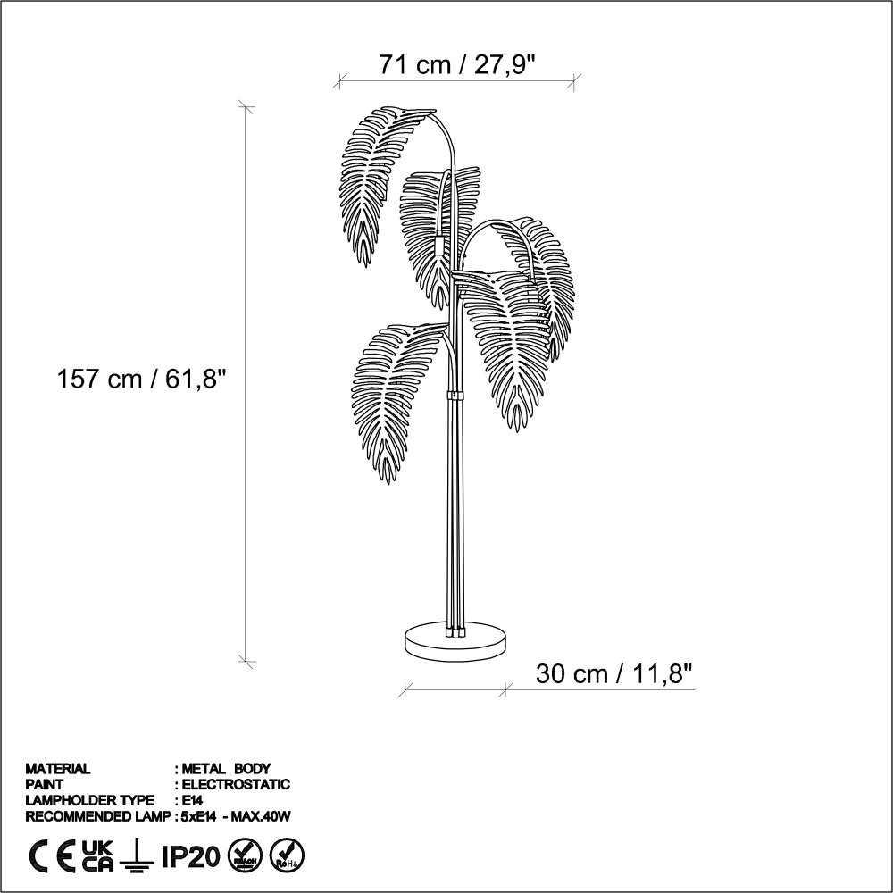 Stojací lampa Palm 13925 - Gold (obrázek 3)