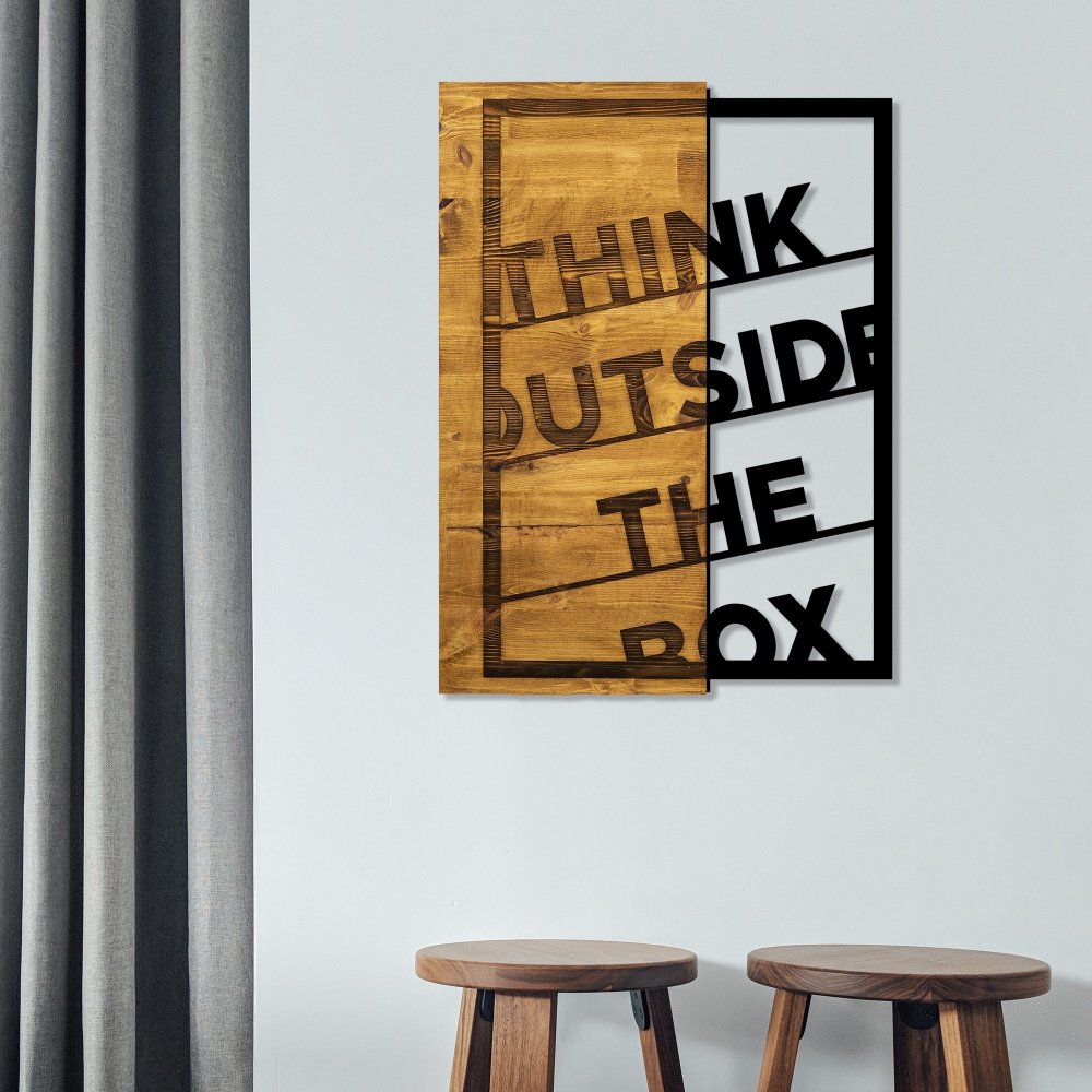 Dekorativní dřevěný doplněk na zeď Think Outside The Box (obrázek 5)